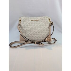 Michael Kors Small Nicole Crossbody Bag White Tan